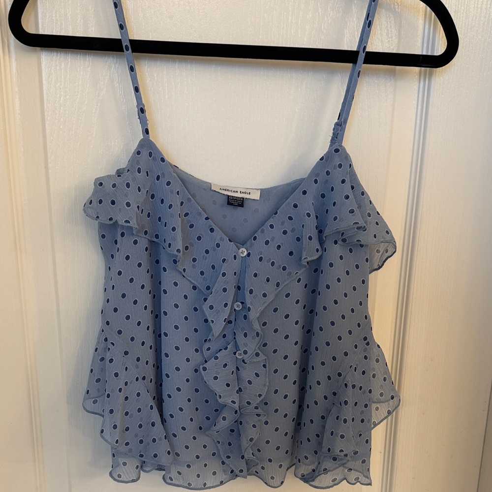 American Eagle Outfitters Blue Polka Dot Camisole